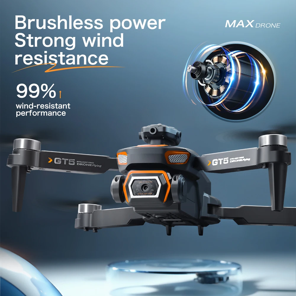 Mini Drone New GT5 8K HD Double Camera Brushless Motor Obstacle Avoidance Aerial Photoflow Professional Foldable Rc Quadcopter mini drone,remote control drone