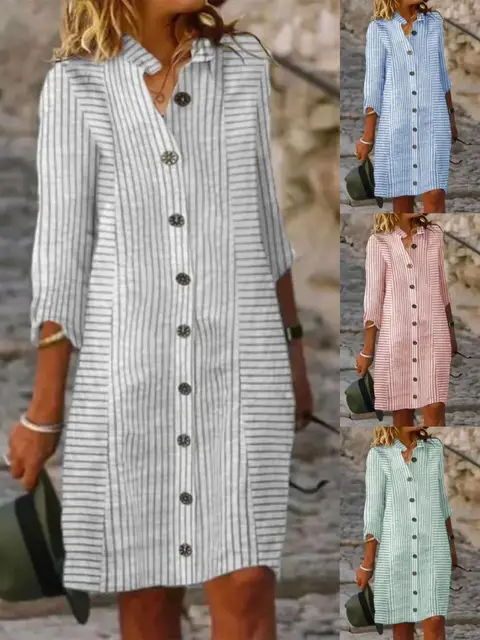 Vestido Camisero Mujer Vestido Camisero De Verano Para Mujer Con