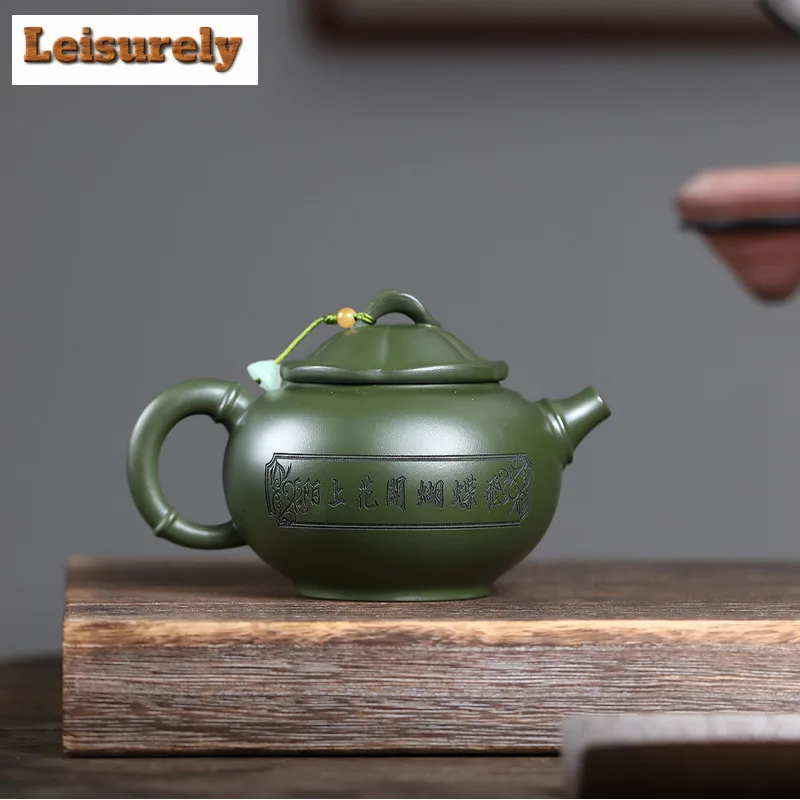 350ml Luxury Yixing Purple Clay Teapots Famous Artists Handmade Butterfly Flower Pot Raw Ore Green Mud Kettle Zisha Tea Set Gift