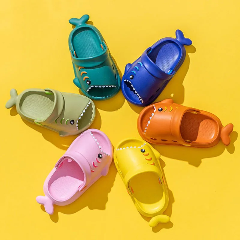 Children Sandals Baby Shoes Kids Shoes Kids Sandals Cartoon Shark Summer Toddler Boys Girls Soft Sole Anti-Slip Slippers