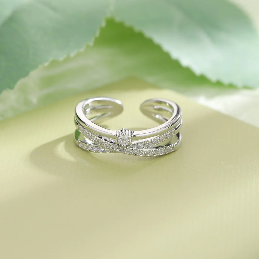 925 Sterling Silver Zircon Adjustable Engagement Rings For Women Wedding Elegant Jewelry Ladies Accessories Gifts - 4