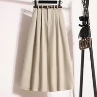 2026 Korean High Waisted Suit Pleated Skirt Plus Size Skirts for Women Spring Elegant Solid Women's Wrap Umbrella Skirts - Image 4