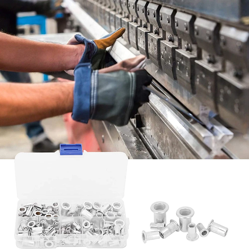 100pcs Aluminum Flat Head Nut Set M3 M4 M5 M6 M8 Insert Rivets Mixed Size Auto Rivet Tool Set rivet gun rivet nut tool rivet gun set rivet nuts set