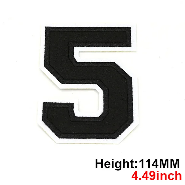 Large Black Embroidered Number Patch 114mm - Iron-On Applique for Clothing, Accessories, and Crafts