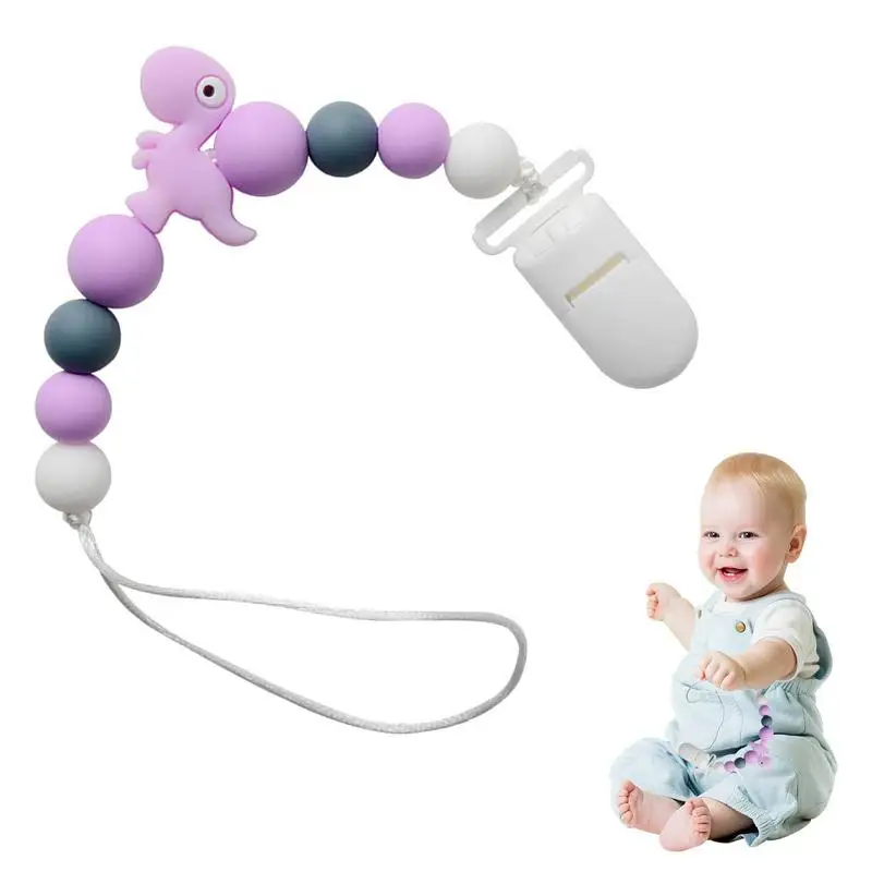 Silicone Pacifier Clip Soothie Silicone Dinosaur Pacifier Strap Clip