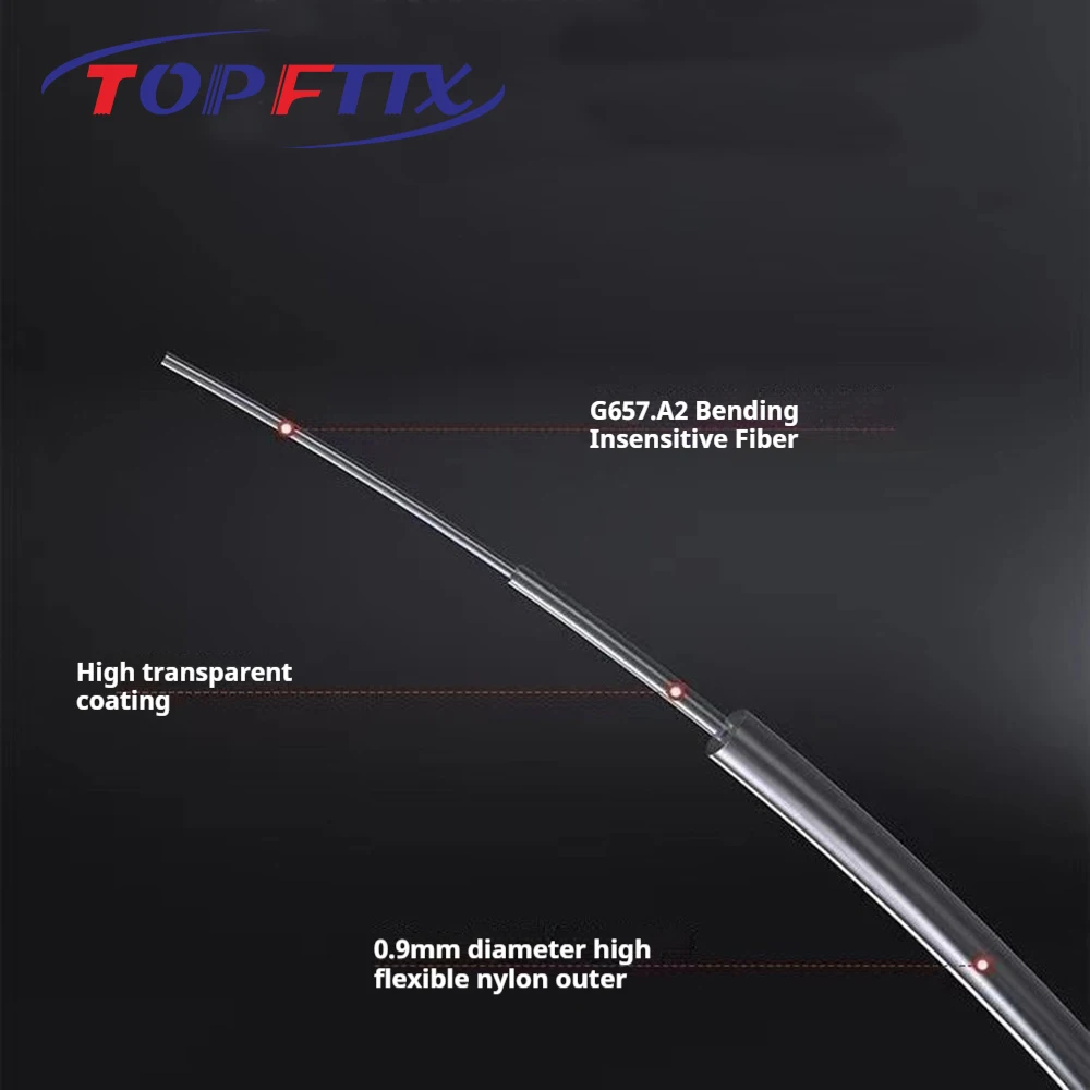 SC/UPC Invisible Cable Fiber Optic Patch Cord SM G657A2 Bengding Insensitive 0.9mm Diameter 1000 Mbps 10/20/30/50/80/100 Meter