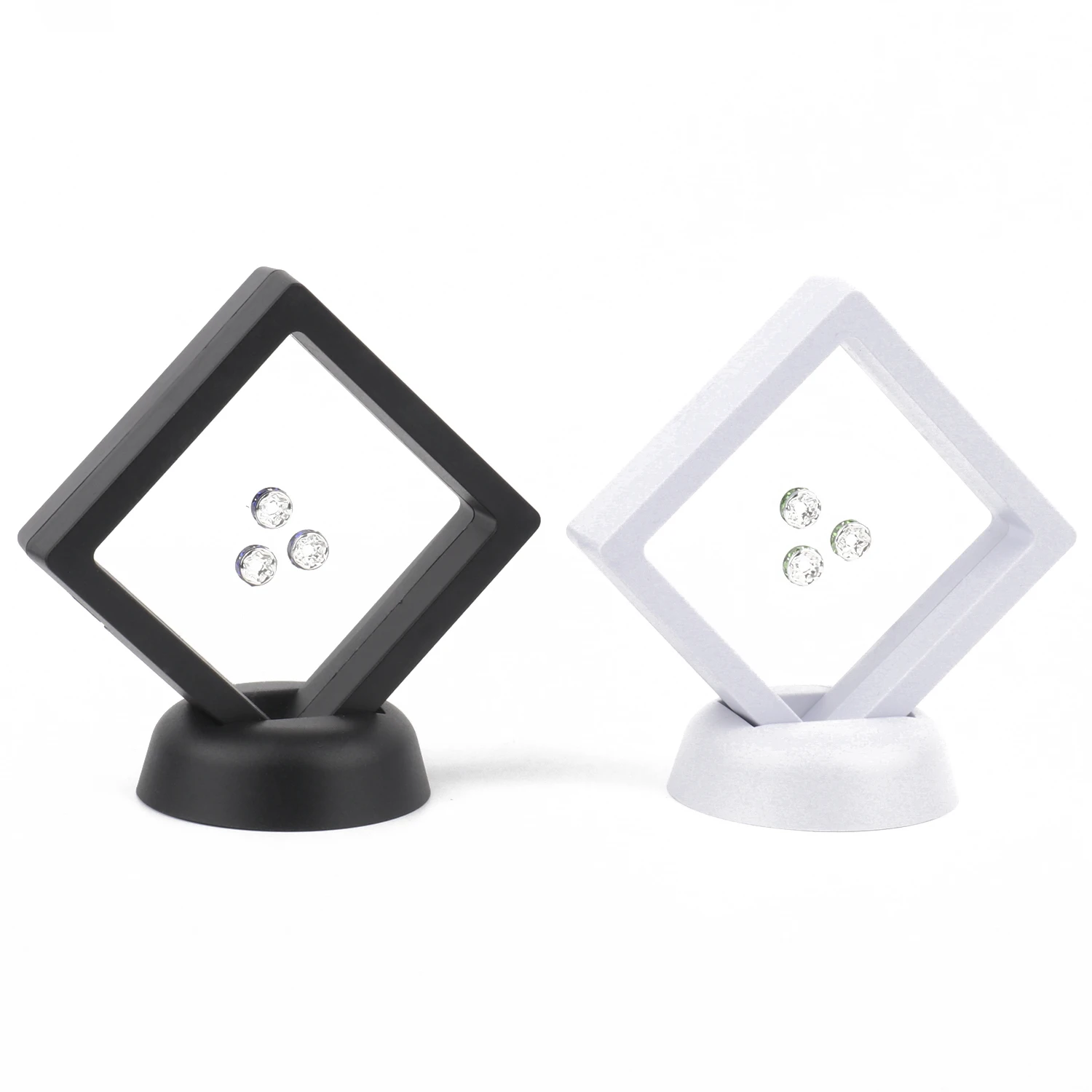 3D Floating Picture Frame Shadow Box Jewelry Display Stand Ring Pendant Holder Protect Jewellery Stone Presentation Case