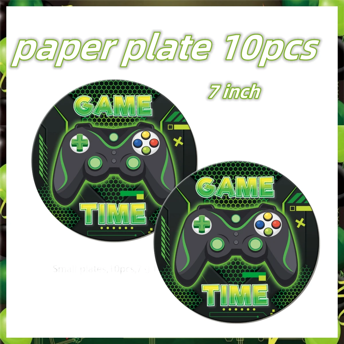 Grüne Videospiel-Geburtstagsparty-Dekoration, Teller, Geschenktüten, Tischdecke, Gamepad-Ballon, Hintergrund, Partyzubehör für Jungen mit Gamecontroller-Thema – Detail 7