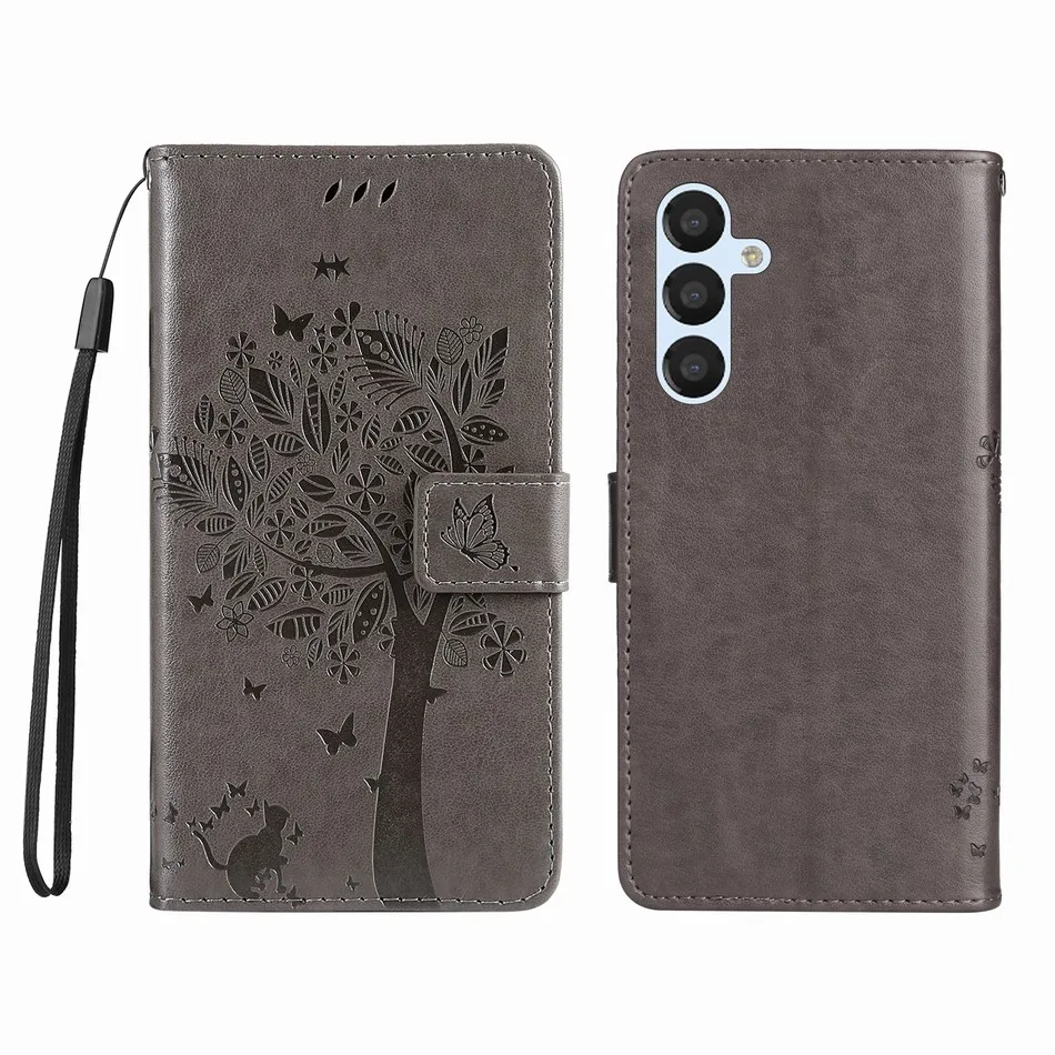 Adorable Cat Tree Wallet Flip Case with Card Slot