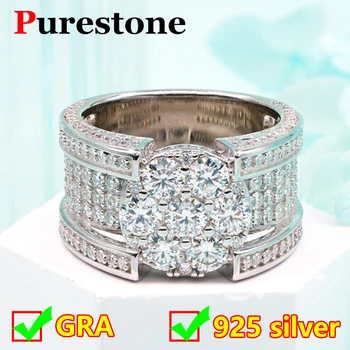 Hip hop Three Styles Moissanite Ring Original 925 Sterling Silver Jewelry Moissanite Diamond Ring for Women Men