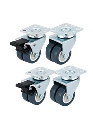 Heavy Duty Silent Swivel Caster Wheels with Lock - 4 - Pack, 362.87KG Load Capacity, Silver Finish - 2 inch (Brake And Swivel)