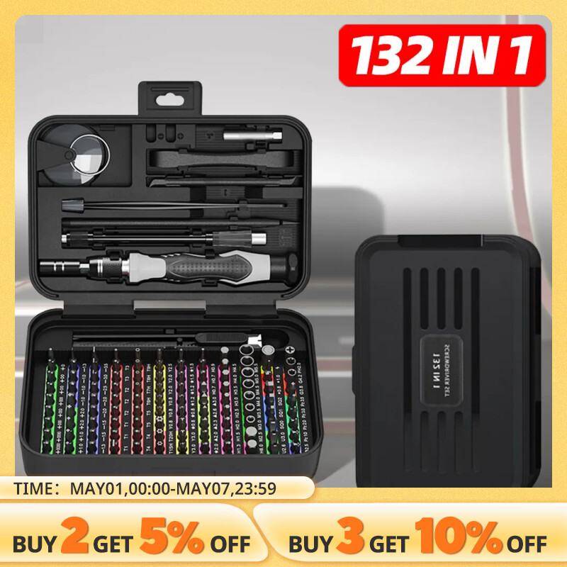 Precision Screwdriver Set 132 in 1 Magnetic Screw Driver Bits Torx Hex Bits Computer Phone Professional Handle Repair Tool Kit