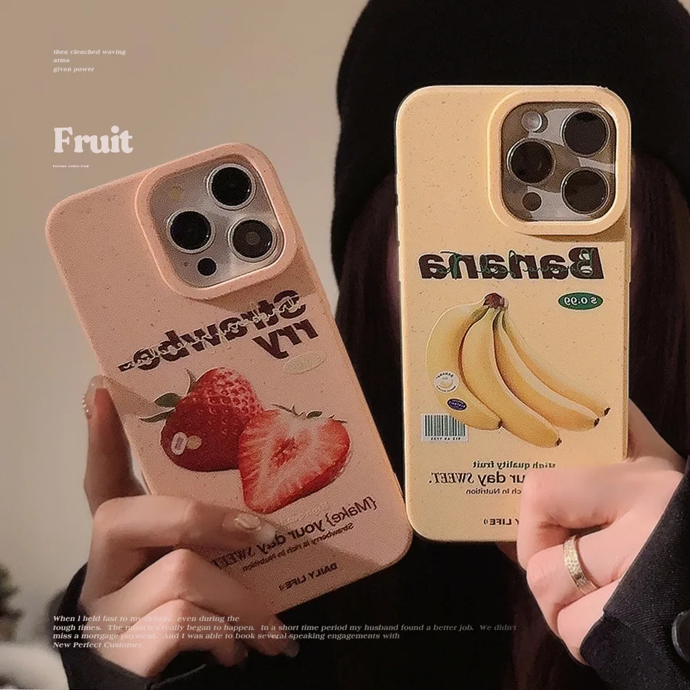 Custodia Morbida In Tpu Per Iphone 14 Pro 15 Plus 13 Pro Max 12 11 X Xs Antiurto Cartoon Anime Pink Strawberry Yellow Banana