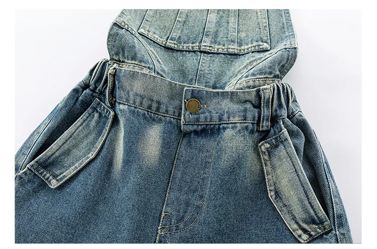 2025 Spring/Autumn Girls Denim Overalls Trendy Detachable Wide-Leg Jeans for Kids Stylish Versatile Casual Two Wear Trousers