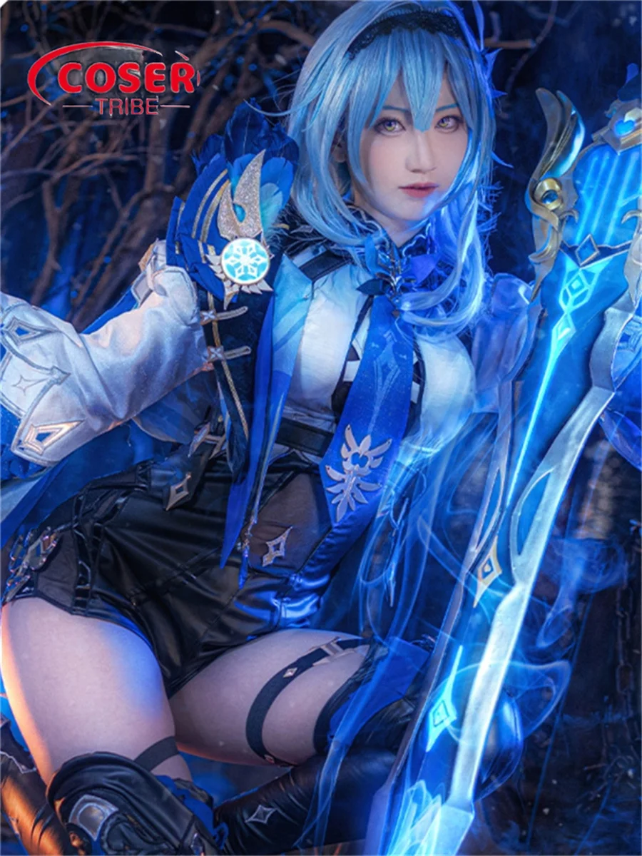 

COSER TRIBE Аниме игра Genshin Impact Eula сексуальный карнавал на Хэллоуин фотокостюм полный комплект