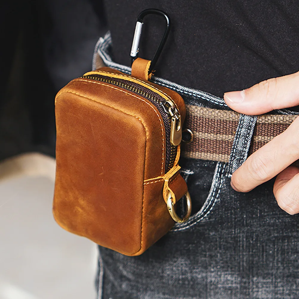 

Fanny Waist Bag Men Genuine Leather Belt Waist Pack Clasp Type Leg Hip Packs for Men Cigarette Lighter Box Case Outdoor Pouch