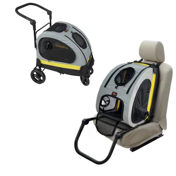 2 in 1 Portable Pet Travel Stroller Pushchair Car Seat Travel Carrier Detachable Handle Convertible for Small Dogs Cats 1