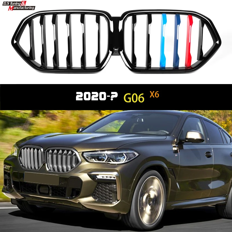 

Replacement Racing Grills For BMW X6 G06 X6M F96 2020 2021 2022 Front Bumper Kidney Hood Grille Gloss Black M-Color Car Styling