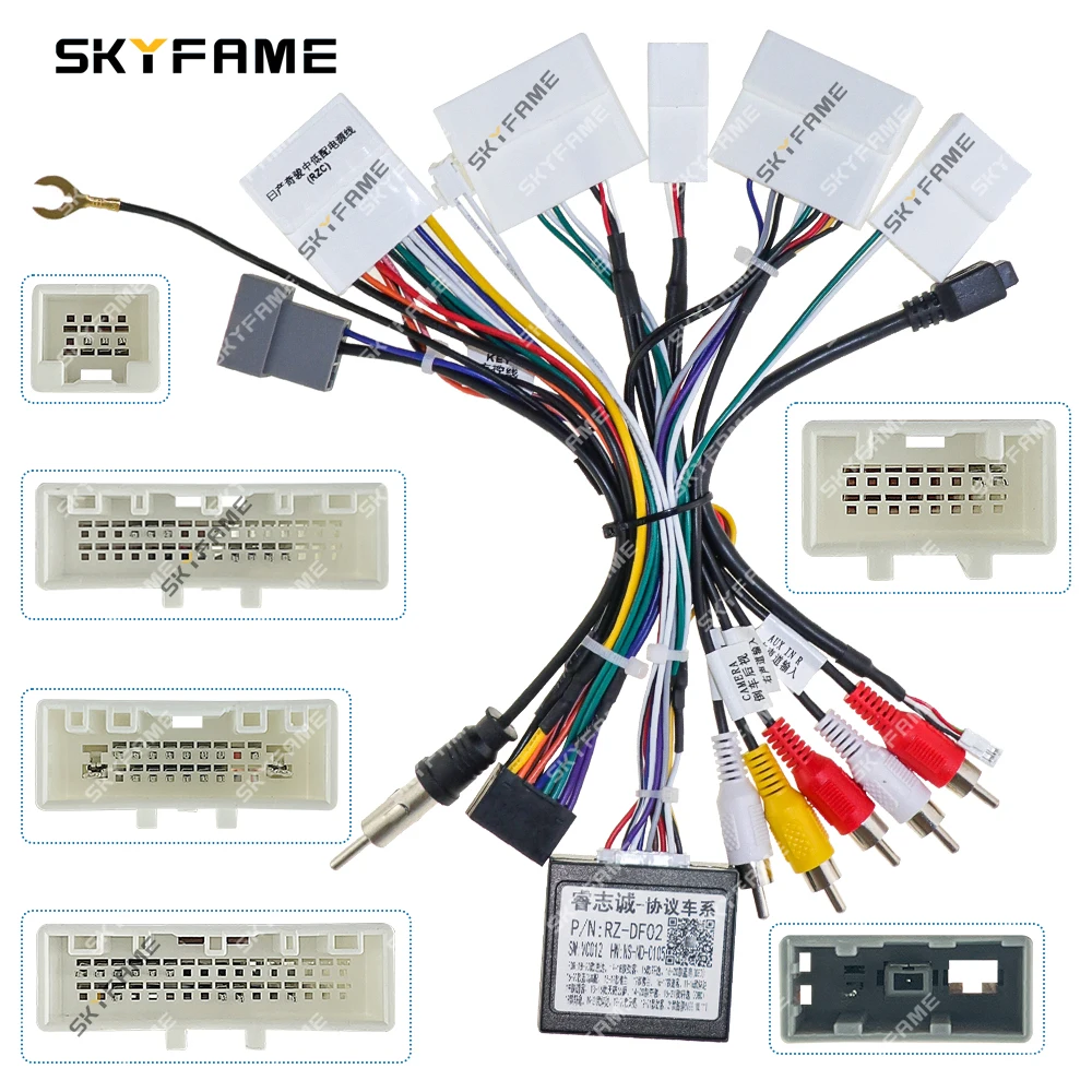 SKYFAME Car 16pin Wiring Harness Adapter Canbus Box Decoder For Nissan X-Trail Teana Qashqai Murano NP300 Bluebird Terra RZ-DF02