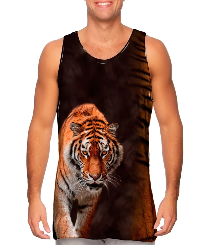 

New Lion King 3D Animal Letter Print Tank Tops Summer New Men's Tops Tees Sleeveless Vest Casual Streetwear Gym Sports T-shirts
