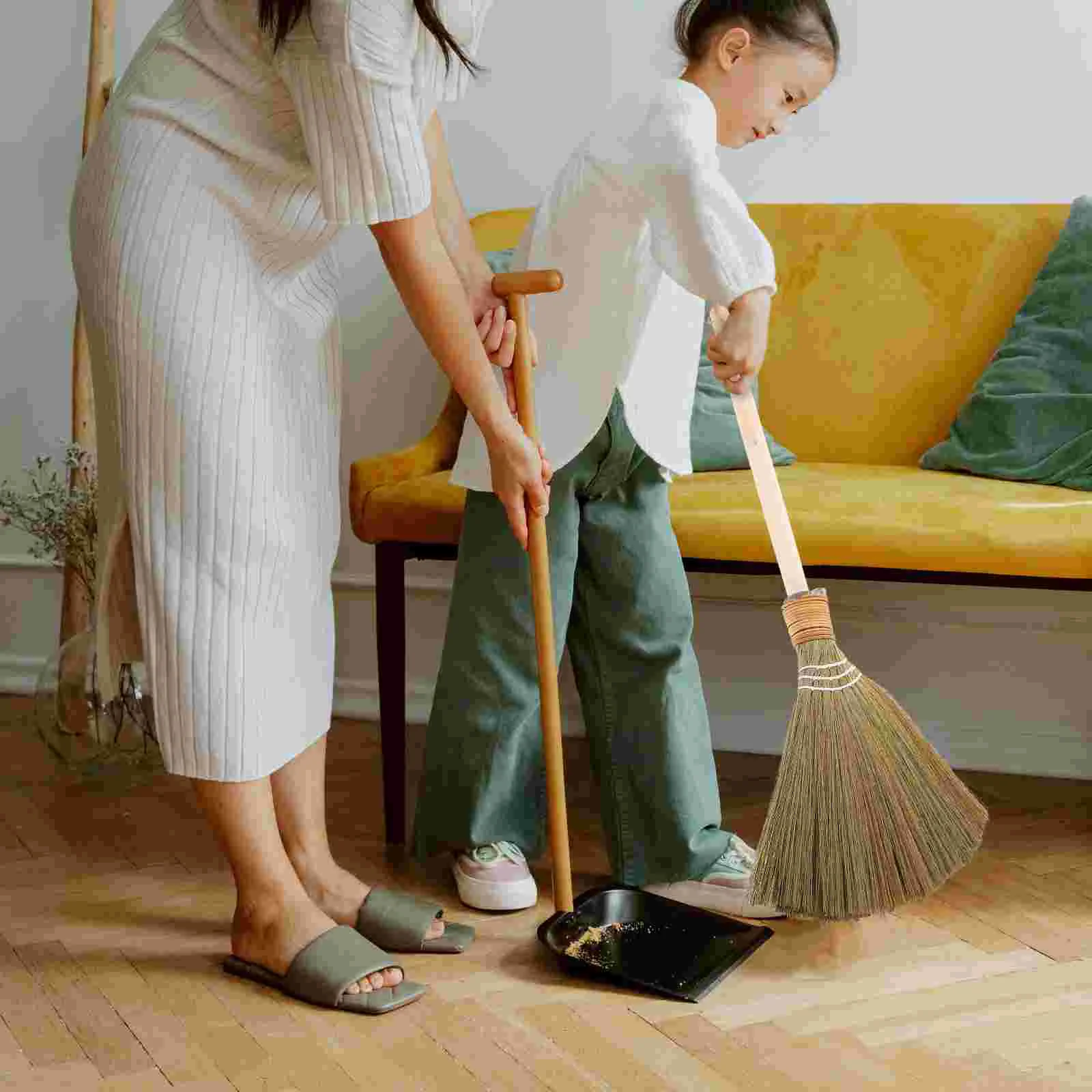 Straw Bamboo Broom Broomstick Corn with Wood Handle Whisk Wedding for Jumping Ceremony Small