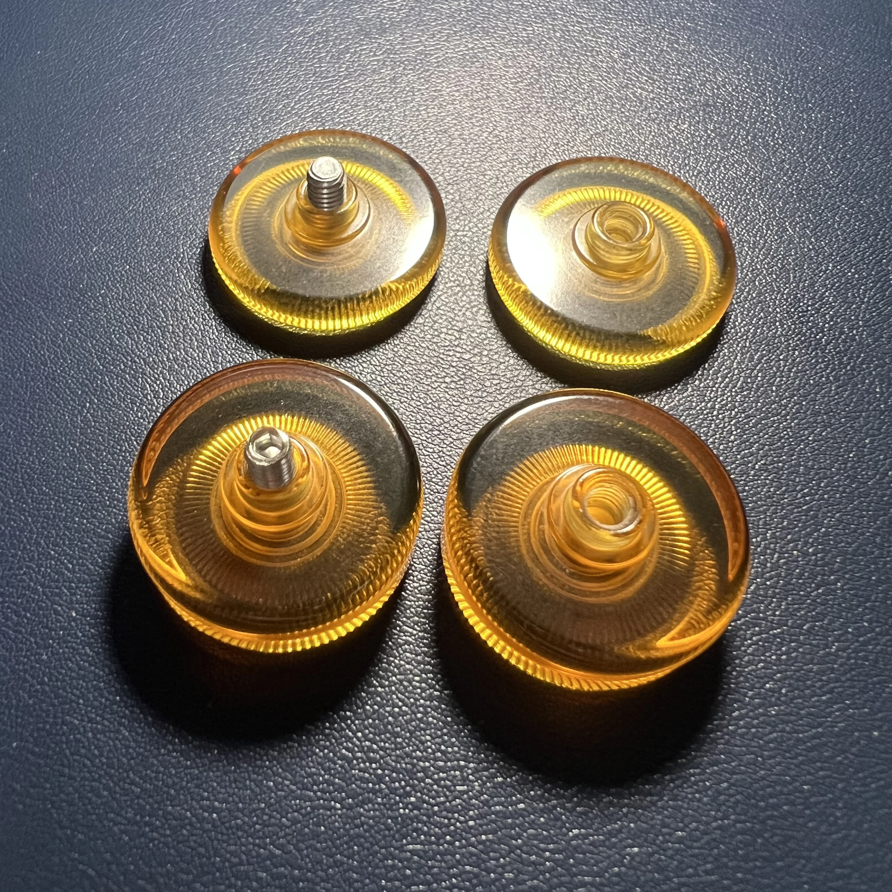 R188 베어링에 적합한 호박색 PEI 소재로 제작된 25mm 팻 버튼, 창의적인 손가락 끝 장난감 액세서리