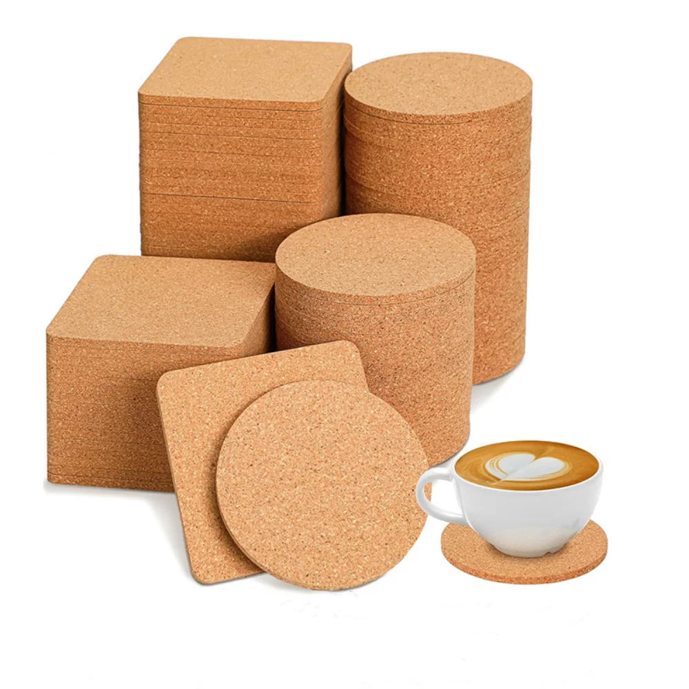 Wooden Coaster Cork Anti Slip Water Cup Mat Square Circular Heat-insulating Insulated Dining Table Mat