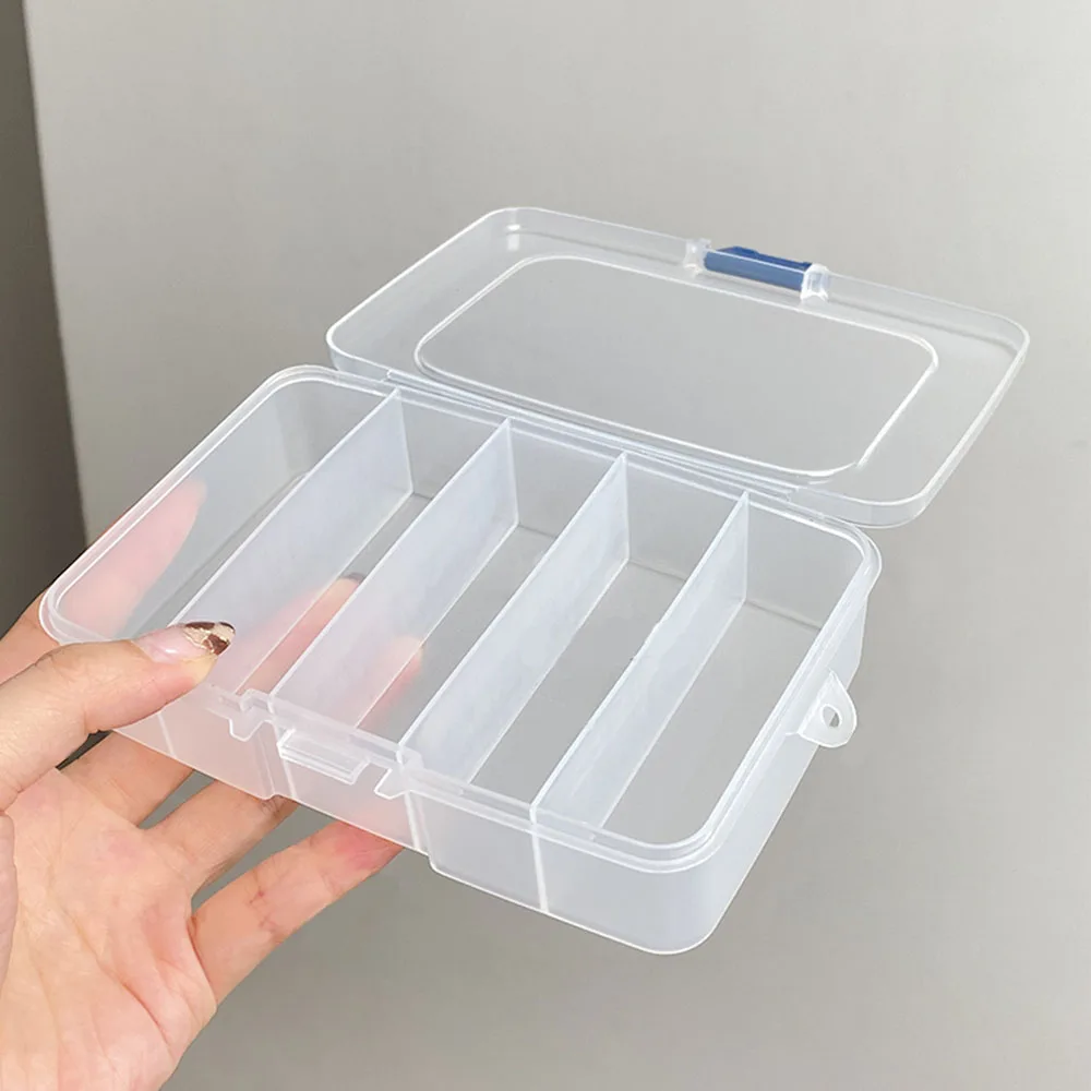Acrylic Storage Box 5/6 Grids Compartment Plastic Storage Box Practical Toolbox Transparent PP Boxes Bead Jewelry Case Display Organizer Container