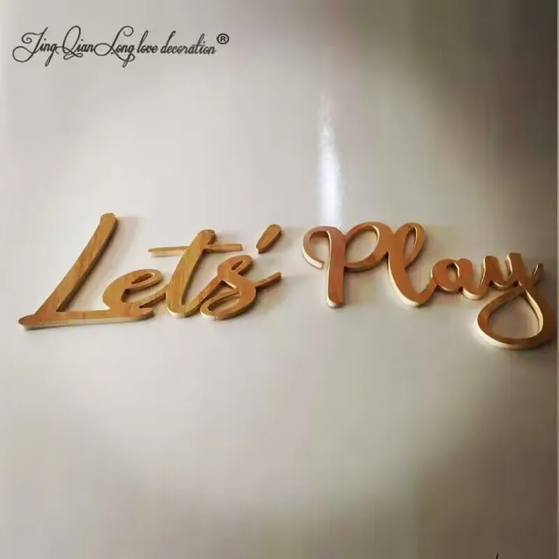 

Let's Play Sign for Playroom, Wooden Nursery Decor, Children's Bedroom Wall Art