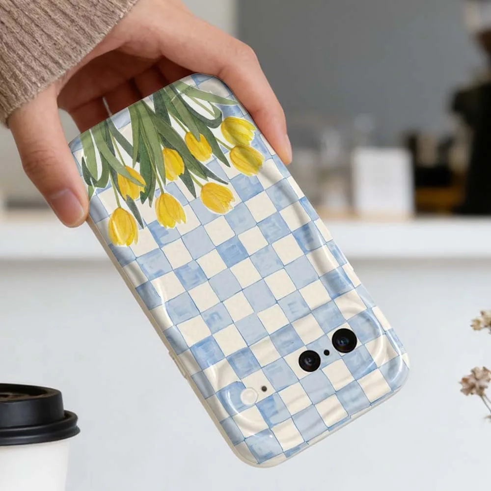 Beautiful Yellow Tulip Patterned Soft TPU Phone Case Back Cover