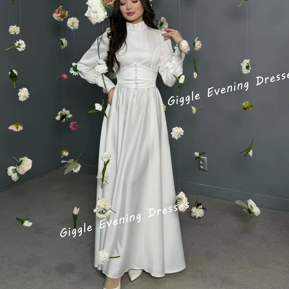 

O-Neck Crepe Close-Fitting Pretty Prom Gown Saudi Arab Draped Floor-Length Button Chic And Elegant Evening Dress For Women 2024
