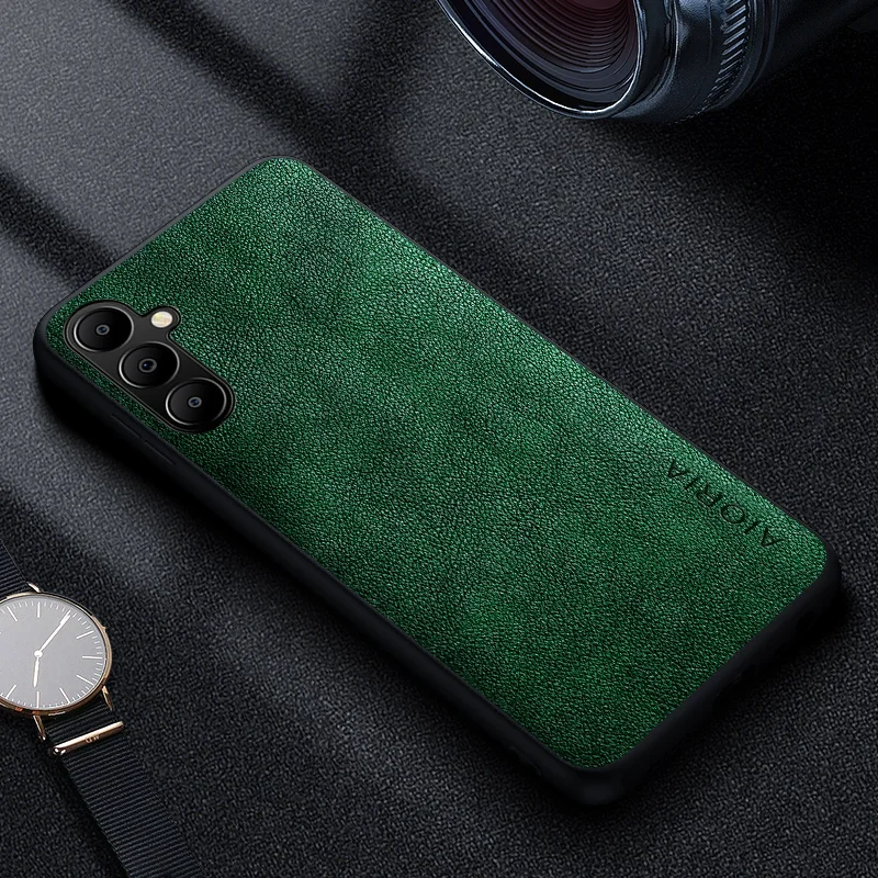Premium Luxury Leather Retro Business Style Phone Case – Solid Color Cover