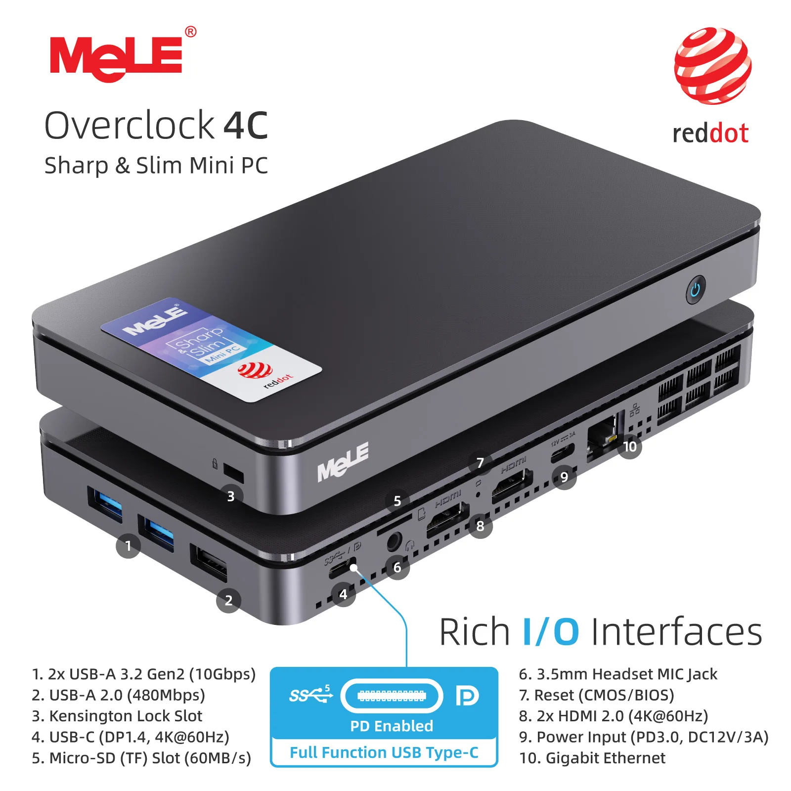 MeLE I3 N300 Mini PC,N100 N5095 Micro Desktop Computer, 4K Triple Display,USB-C, USB3.2/WiFi/BT/Ethernet on Business Home Office 5