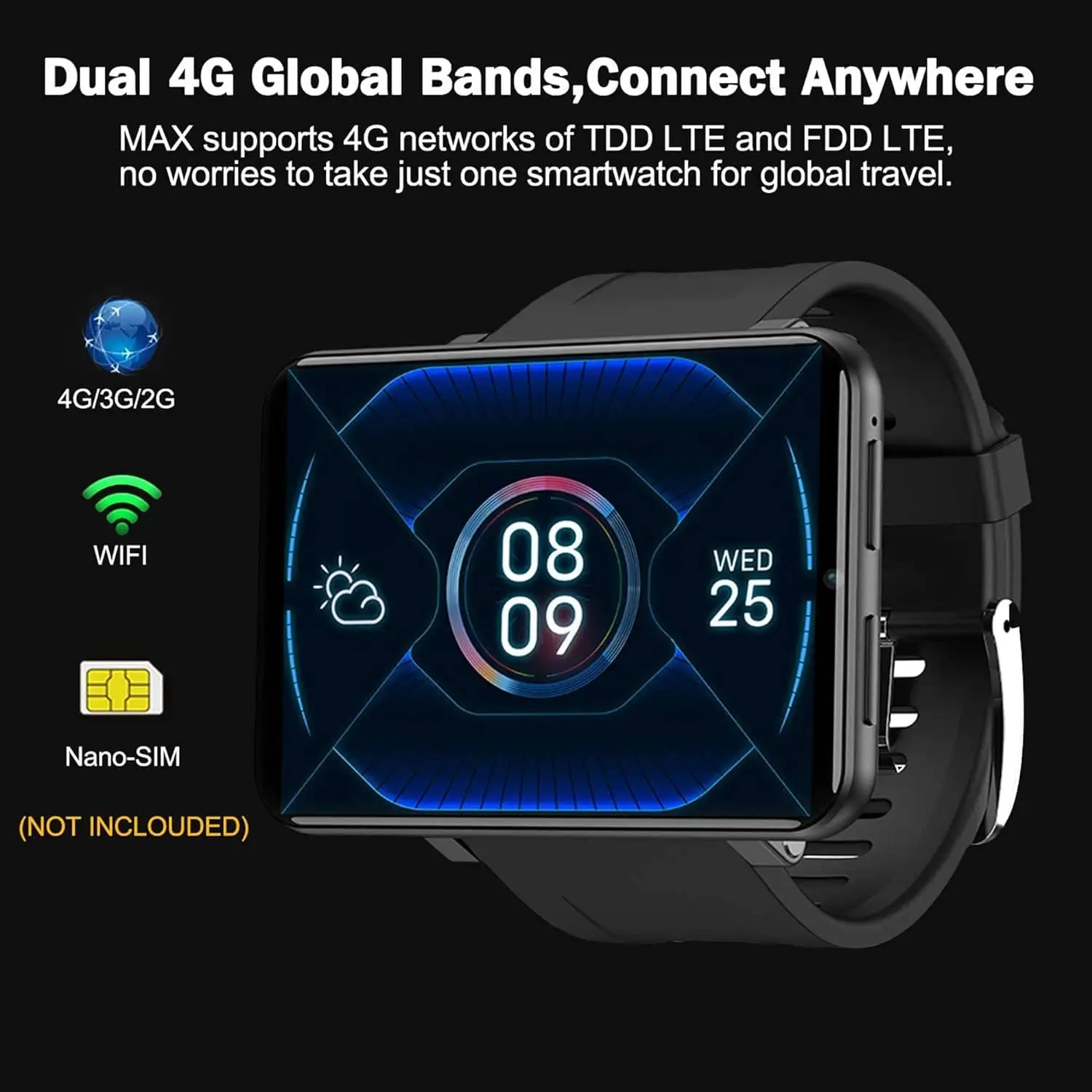 DM100 4G LTE Smart Watch 3GB RAM 32GB ROM 5MP Camera IPS 2700mah