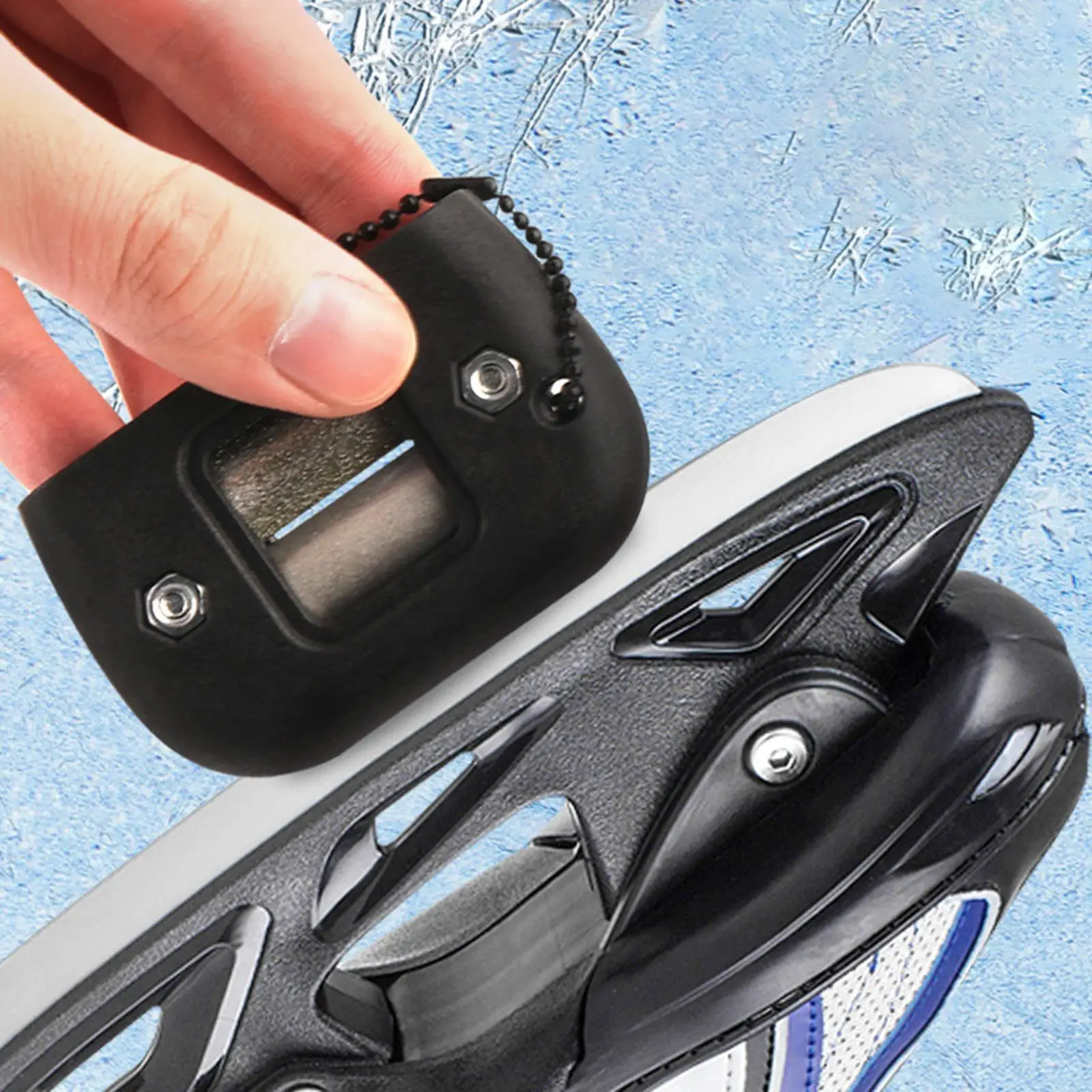 Ice Skate Sharpener Ice Skating Edge Blade Sharpener Professional Double Rods Manual Grindstone for Ice Hockey Skates (Black)