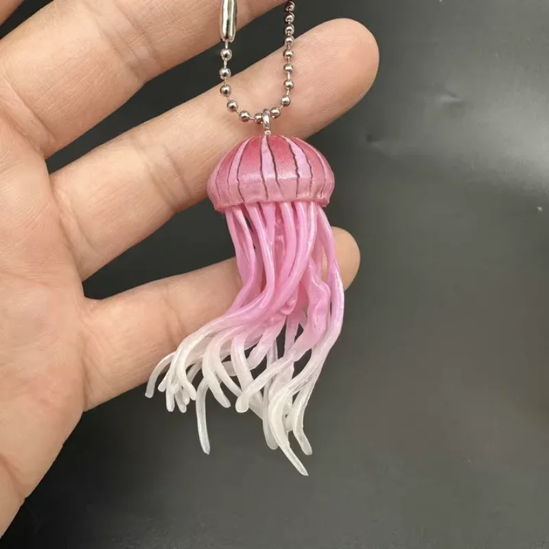 Jellyfish Keychain Gashapon Capsule Toy Simulation Marine Organism Model Toy Stereogram Gacha Pendants Gifts