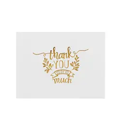 Elegant Gold Stamped Thank You Greeting Cards - Set of 50, 6x8cm White with Simple Design (5)
