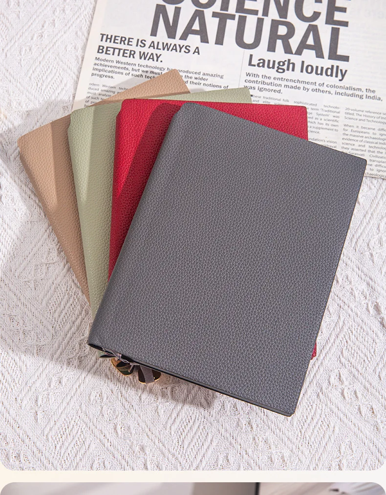 Personalisierter A5 Notizbuch-Einband aus Pebble-Leder mit Namensbuchstaben, A5-Papier, 100 Blatt, Studenten-Tagebuch, Agenda, Bürobedarf, Geschenke – Detail 9
