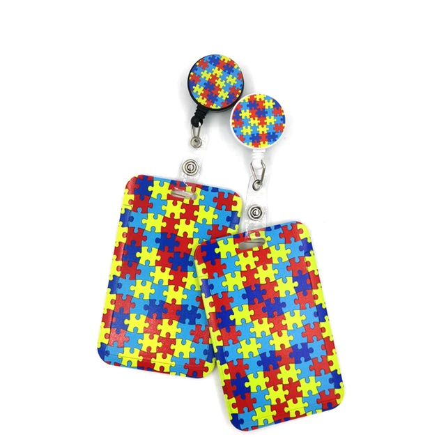 Autism Awareness Kids Card Cover Clip Lanyard Retractable Student