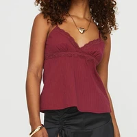 Maemukilabe Women Y2k Babydoll Tank Top Cute Lace Trim Spaghetti Strap Backless Cami V Neck Flared Hem Flowy Peplum Crop Tops - Image 4
