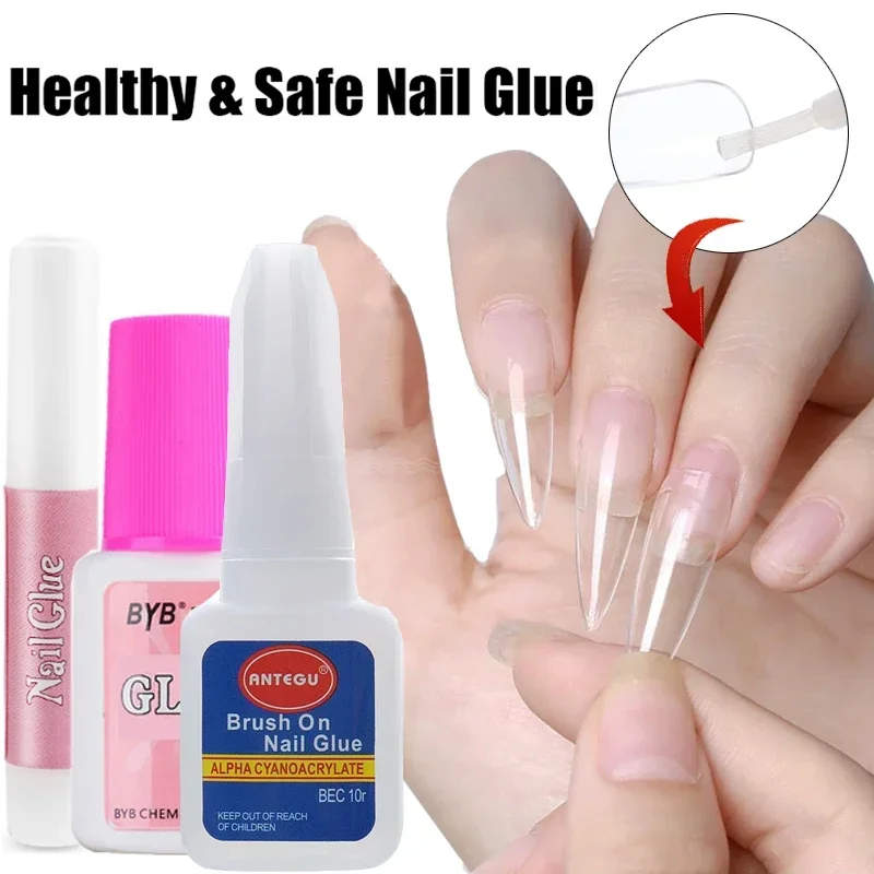 Transparent Nail Glue with Brush Fast Drying Acrylic False Nail Tips Nail Art Accesories Adhesive Manicure Tool Rhinestone Glue