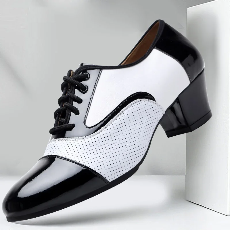 Modern Dance Shoes For Men Soft Performance Leather Breathable Social Latin Dance Square Formal Dress Jazz Dance Shoes Sneakers 4