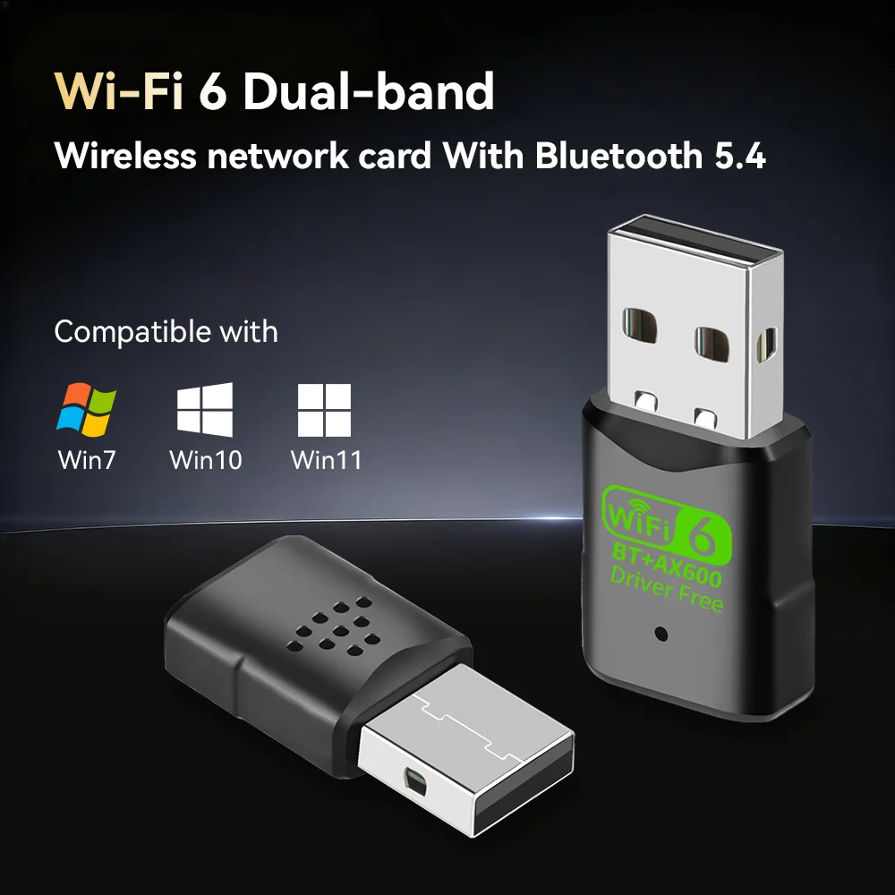 Kebidu USB Bluetooth5.4 WiFi6 어댑터 600Mbps USB Wifi 동글 무선 네트워크 카드 USB Wi-fi 수신기 드라이버 무료 PC 노트북용