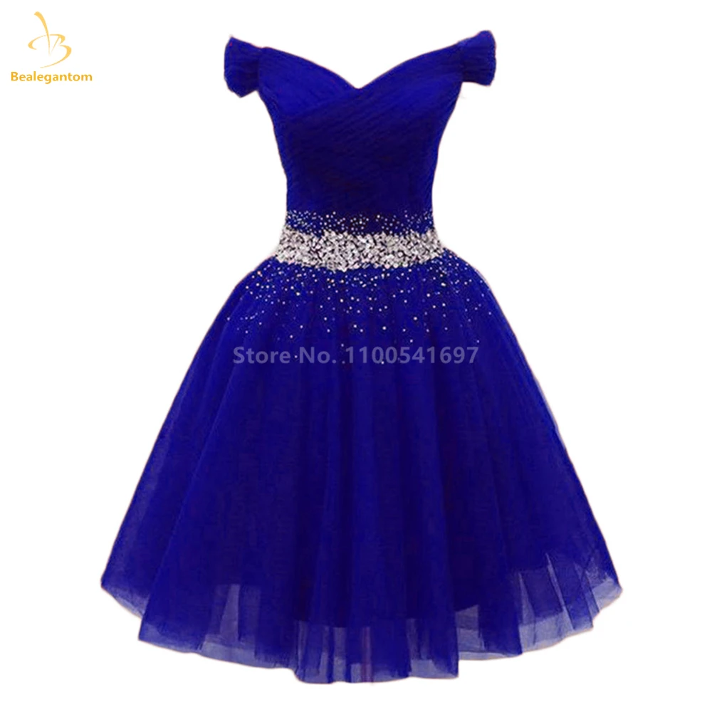 Bealegantom-Vestido corto De lavanda para mujer, traje Sexy con cuentas De cristal y cuello en V, ideal para fiesta De graduación y cóctel