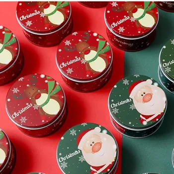 New Christmas Candy Box Packaging Creative Christmas Iron Candy Box Round Ball Tinplate Fruit Box Holiday Gift Packaging Boxes 2