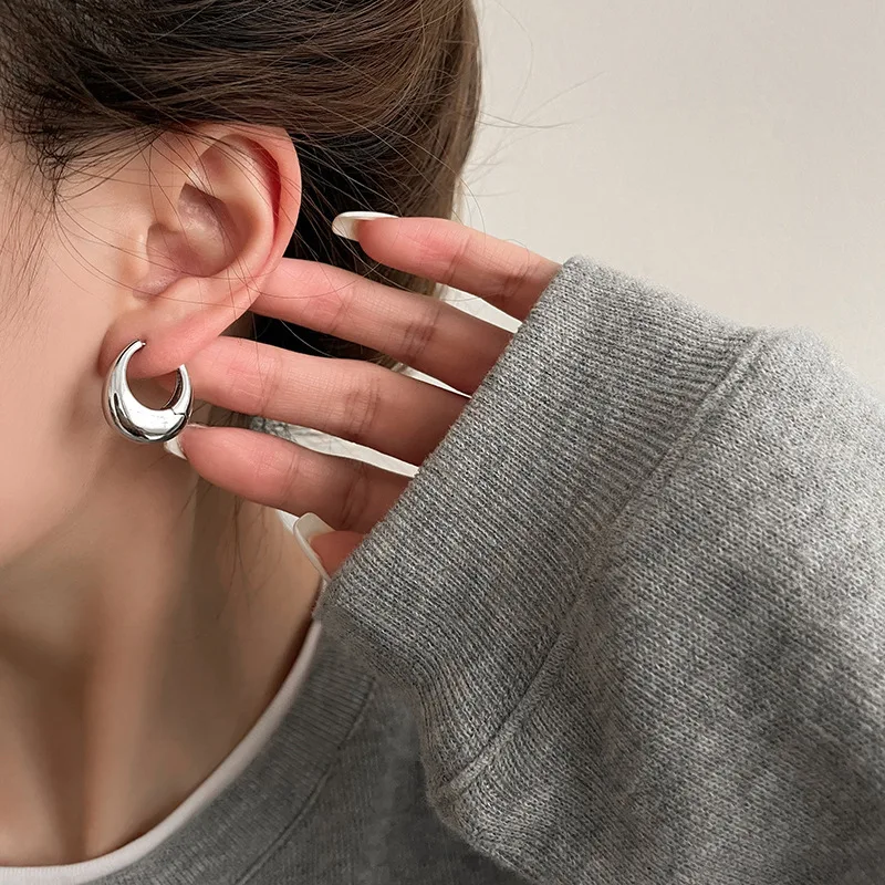 Metallic Punk Oval Hoop Earrings