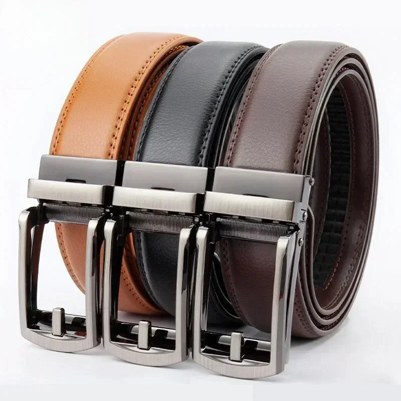 2025 Leather Men's Women's 3.5cm Click Belt with High Quality Alloy Automatic Buckle Unisex Classic Business Belts for Jeans