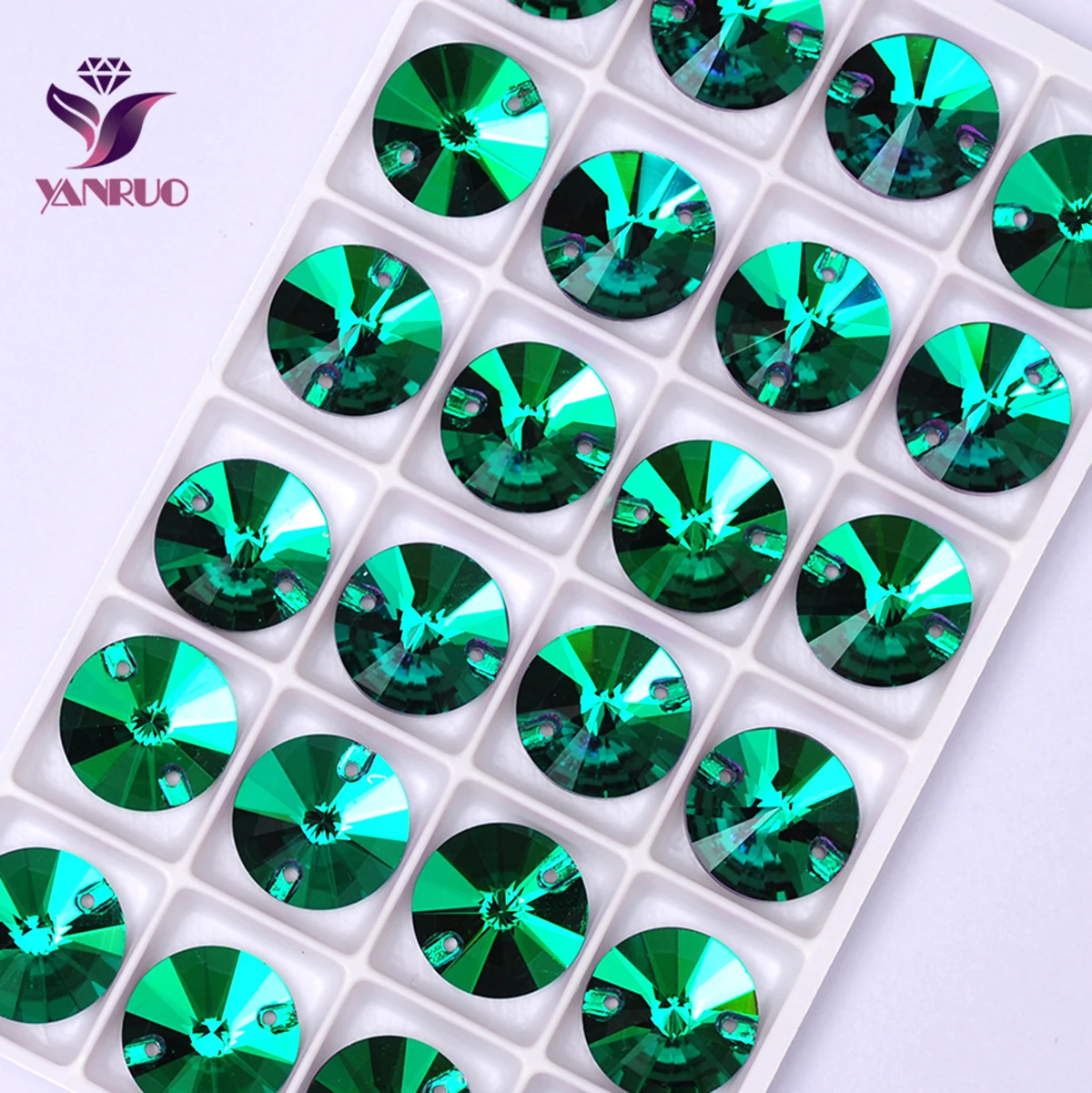

YANRUO 3200 Rivoli Emerald Sew on Rhinestones Flatback Rhinestone Green Sewn Rhinestones Crystal Wedding Dresses