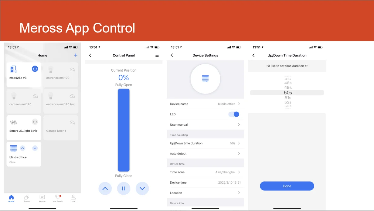 Meross Interruptor de Persianas WiFi - Interruptor de Cortina LED  Inteligentes, Compatible con Alexa y Google Assistant