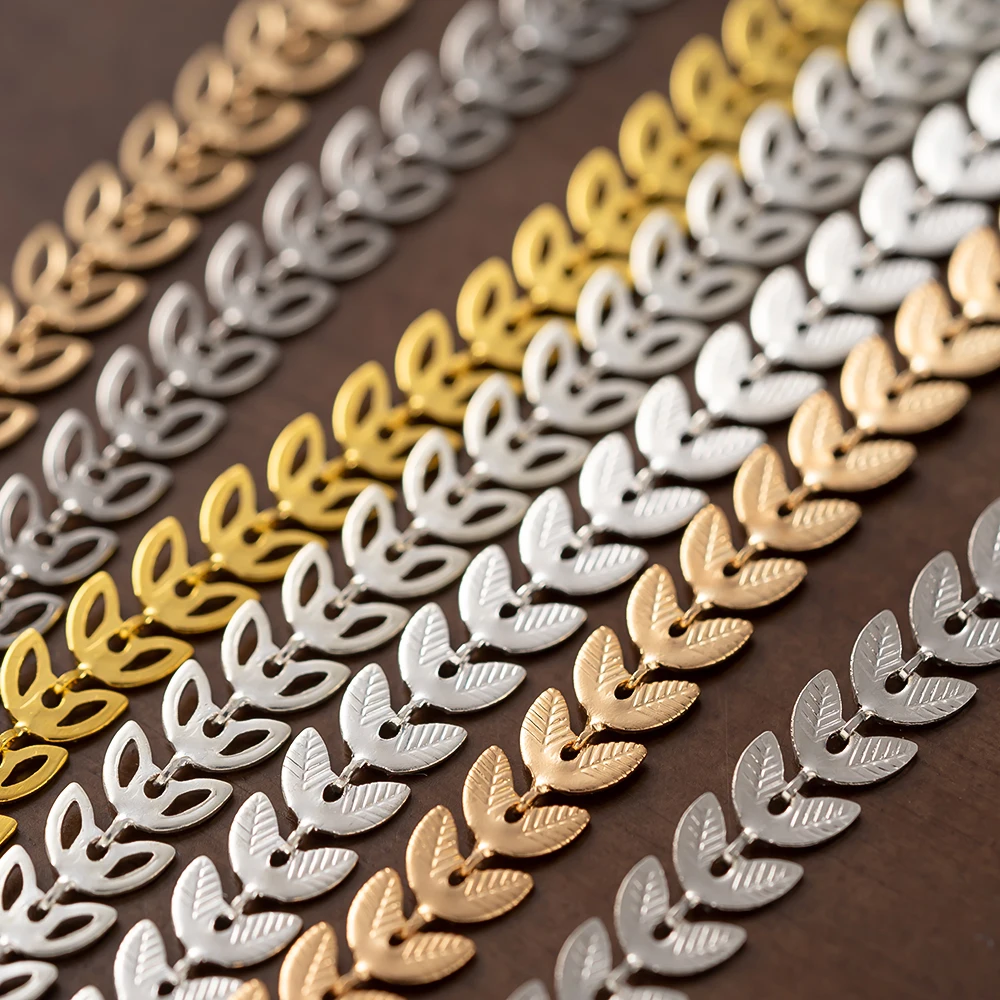 1m vergoldete 6mm Kupfer Hohl blatt kette für Schmuck herstellung DIY Armbänder Halskette Ohrringe Zubehör Ergebnisse Großhandel